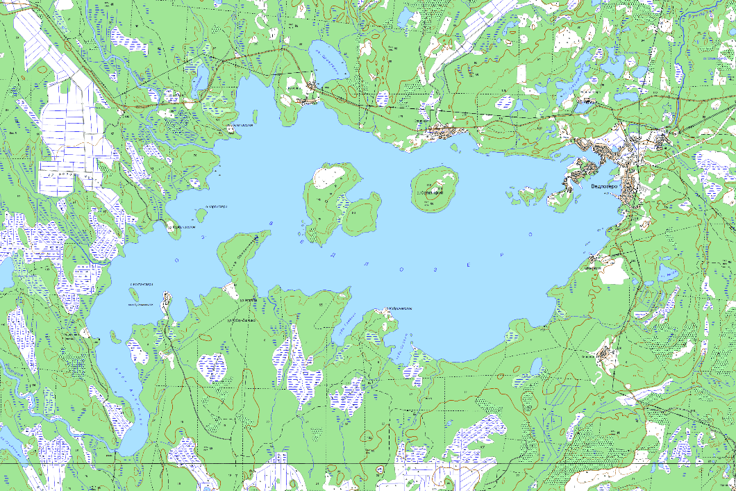 карта  озеро Ведлозеро в хорошем качестве