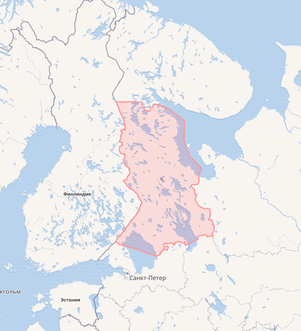 Схема расположения  Карелии на карте России 