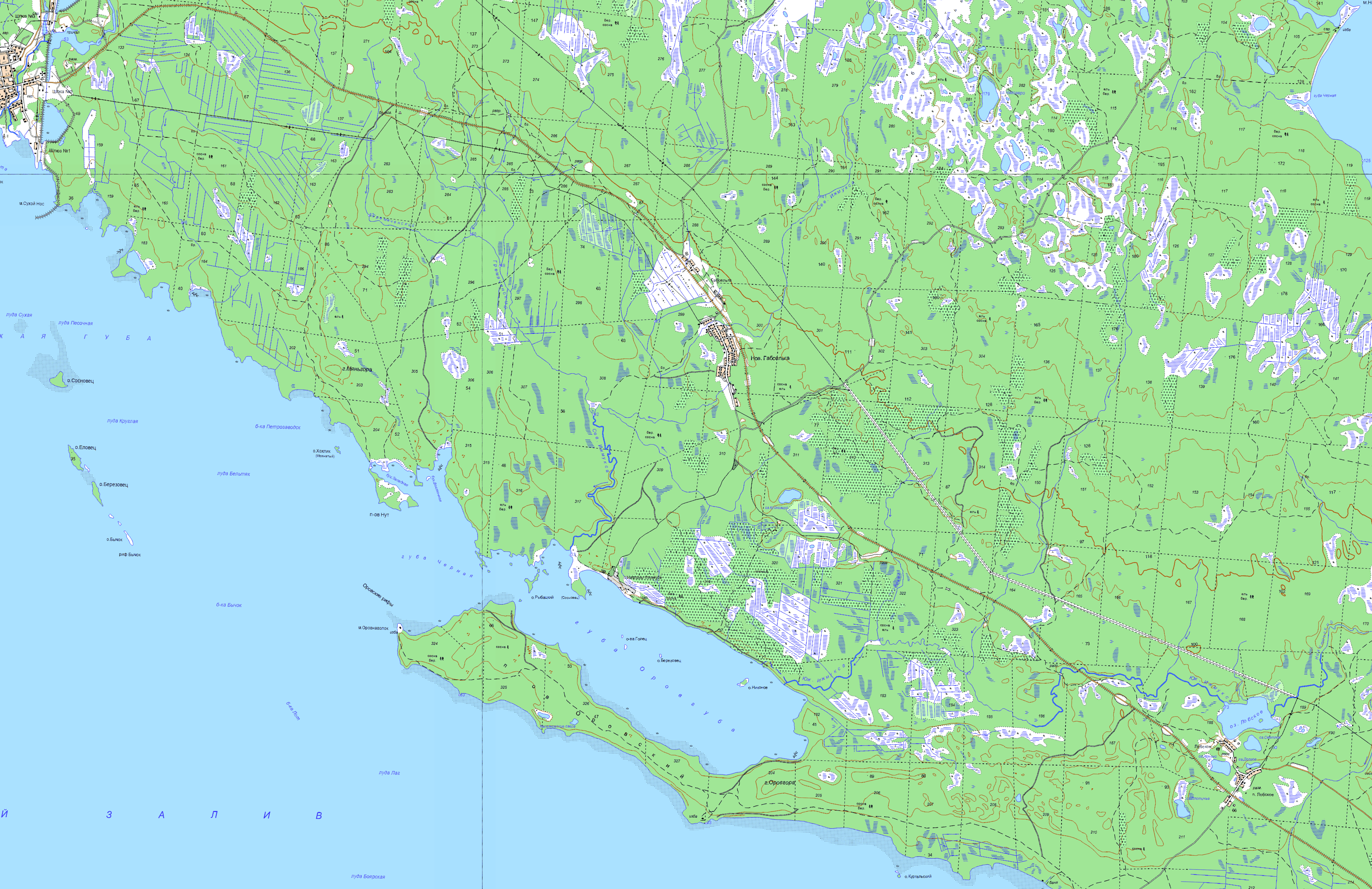 Медвежьегорский район на карте Карелии
