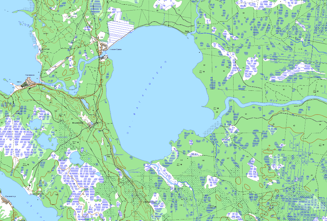 карта  озеро Вагатозеро в хорошем качестве